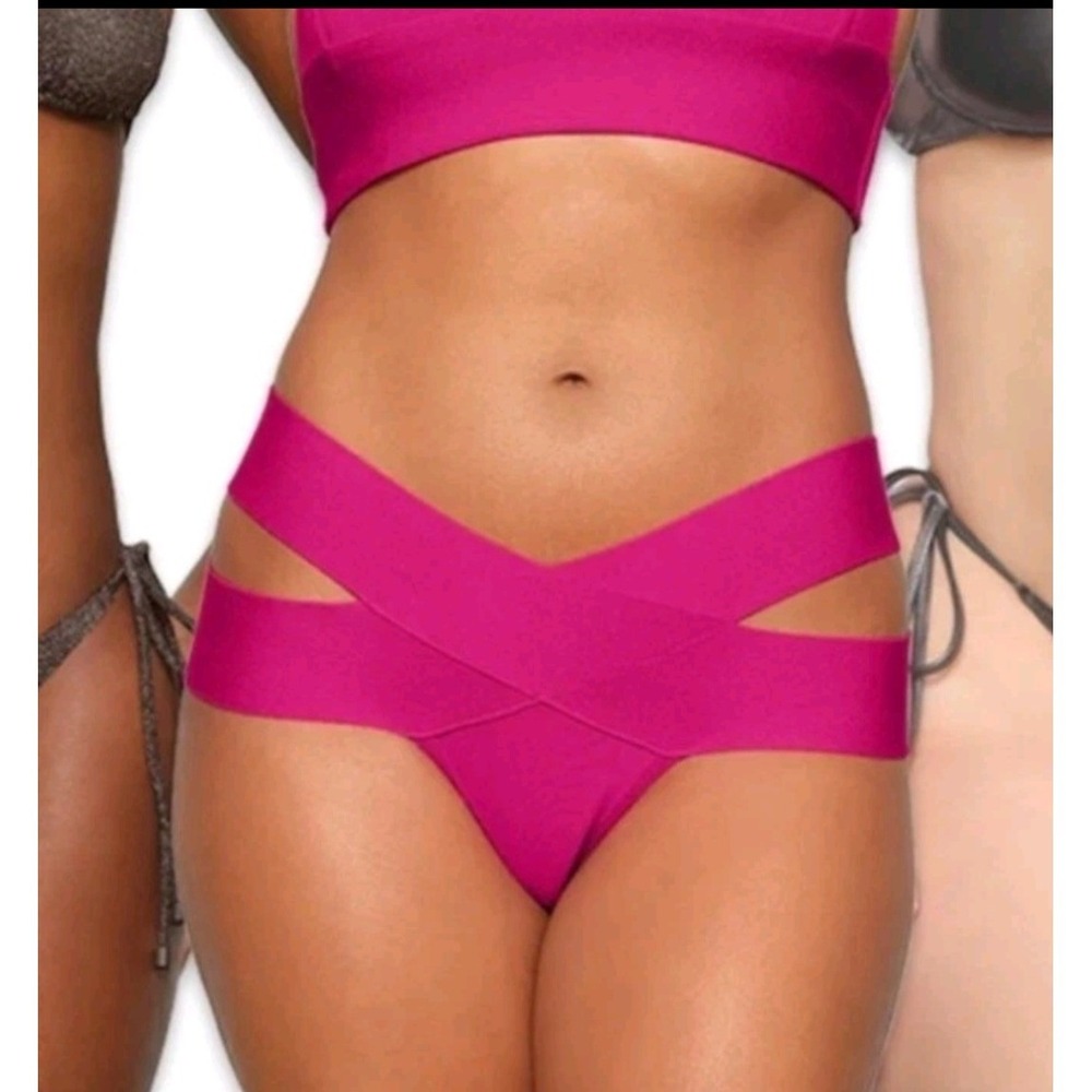 SKIMS Bandage Pink High Waisted Cut Out Strappy Panty New Size 4X